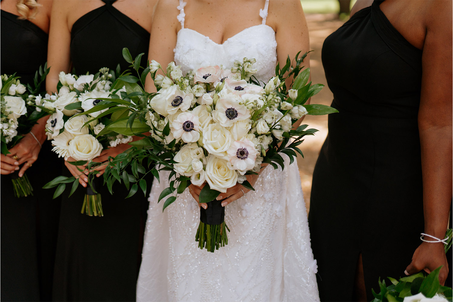 Close up of wedding bouquet.