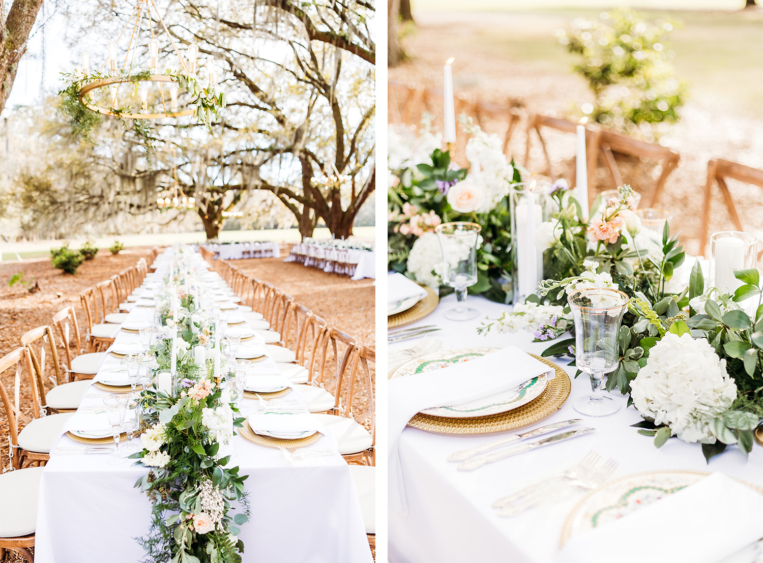 Outdoor setting with decorated table