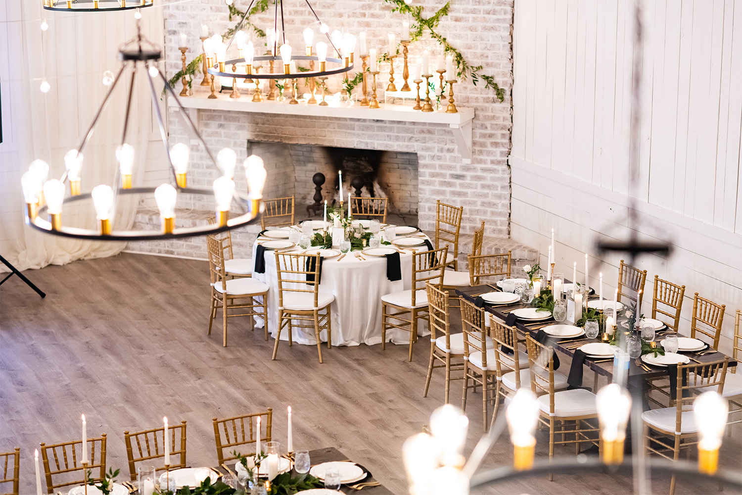 Indoor venue with decorated tables
