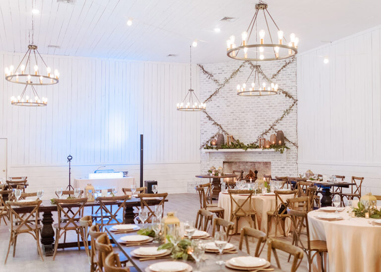 Gracie Ballroom at Hewitt Oaks with tables set for an event