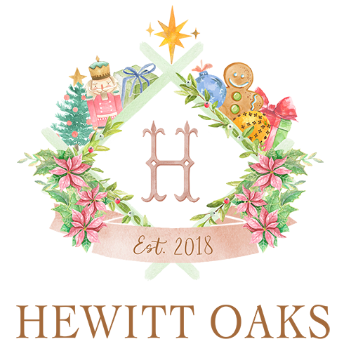 Hewitt Oaks logo with Christmas decor