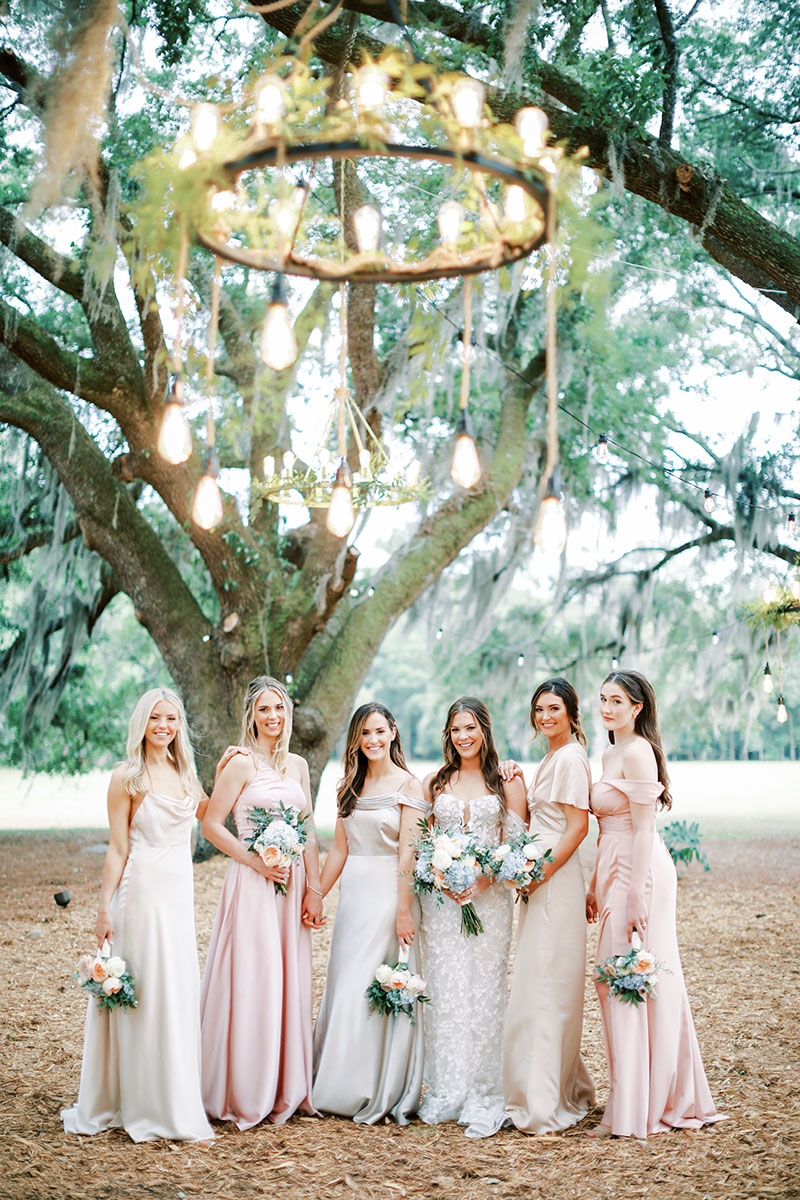 Bride and bridesmaids at a Hewitt Oaks Lowcountry Luxury wedding