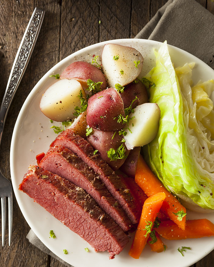 Homemade Corned Beef and Cabbage with Carrots and Potatoes