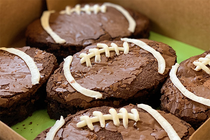 football-shaped brownies